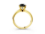 Yellow gold Fancy Black Round Cut Diamond Solitaire Engagement Ring with Round Band and Four-Prong Setting_147