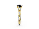 Yellow gold Fancy Black Round Cut Diamond Solitaire Engagement Ring with Twisted Pavé Band and Four-Prong Setting_26