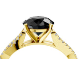 Yellow gold Fancy Black Round Cut Diamond Solitaire Engagement Ring with Twisted Pavé Band and Four-Prong Setting_28