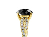 Yellow gold Fancy Black Round Cut Diamond Solitaire Engagement Ring with Twisted Pavé Band and Four-Prong Setting_29