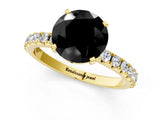 Yellow gold Fancy Black Round Cut Diamond Solitaire Pavé Band with Four-Prong Setting_1