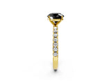 Yellow gold Fancy Black Round Cut Diamond Solitaire Pavé Band with Four-Prong Setting_2