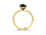 Yellow gold Fancy Black Round Cut Diamond Solitaire Pavé Band with Four-Prong Setting_3