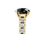 Yellow gold Fancy Black Round Cut Diamond Solitaire Ring with Cathedral Setting and Pavé Band_5