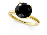 Yellow gold Fancy Black Round Cut Diamond Solitaire Ring with Classic Band and Four-Prong Setting_13