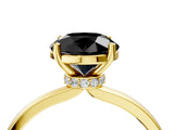 Yellow gold Fancy Black Round Cut Diamond Solitaire Ring with Classic Band and Four-Prong Setting_16