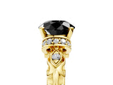 Yellow gold Fancy Black Round Cut Diamond Solitaire Ring with Filigree Band and Four-Prong Setting_5