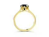 Yellow gold Fancy Black Round Cut Diamond Solitaire Ring with Flower Prong Setting and Classic Band_27
