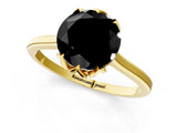 Yellow gold Fancy Black Round Cut Diamond Solitaire Ring with Flower Prong Setting and Classic Band_37