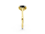 Yellow gold Fancy Black Round Cut Diamond Solitaire Ring with Flower Prong Setting and Classic Band_38