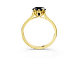 Yellow gold Fancy Black Round Cut Diamond Solitaire Ring with Flower Prong Setting and Classic Band_39