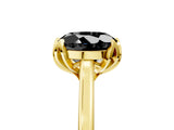Yellow gold Fancy Black Round Cut Diamond Solitaire Ring with Flower Prong Setting and Classic Band_41