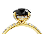 Yellow gold Fancy Black Round Cut Diamond Solitaire Ring with Four-Prong Setting and Pavé Band_7