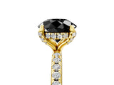 Yellow gold Fancy Black Round Cut Diamond Solitaire Ring with Four-Prong Setting and Pavé Band_8