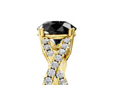Yellow gold Fancy Black Round Cut Diamond Solitaire Ring with Four-Prong Setting and Twisted Pavé Band_5