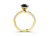Yellow gold Fancy Black Round Cut Diamond Solitaire Ring with Pavé Accents and Four-Prong Setting_3