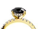 Yellow gold Fancy Black Round Cut Diamond Solitaire Ring with Pavé Band and Four-Prong Setting_16