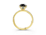 Yellow gold Fancy Black Round Cut Diamond Solitaire Ring with Pavé Band and Hidden Halo_15