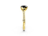 Yellow gold Fancy Black Round Cut Diamond Solitaire Ring with Pavé Band and Prong Setting_14