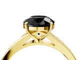 Yellow gold Fancy Black Round Cut Diamond Solitaire Ring with Pavé Band and Prong Setting_16