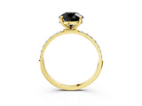 Yellow gold Fancy Black Round Cut Diamond Solitaire Ring with Pave Band and Four Prong Setting_15