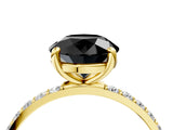 Yellow gold Fancy Black Round Cut Diamond Solitaire Ring with Pave Band and Four Prong Setting_16