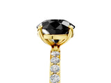 Yellow gold Fancy Black Round Cut Diamond Solitaire Ring with Pave Band and Four Prong Setting_17