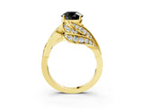Yellow gold Fancy Black Round Cut Diamond Solitaire Ring with Prong Setting and Twisted Pavé Band_3