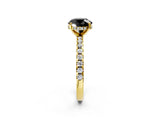 Yellow gold Fancy Black Round Cut Diamond Solitaire Ring with Round  Pavé Band and Four-Prong Setting_38