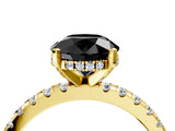 Yellow gold Fancy Black Round Cut Diamond Solitaire Ring with Round  Pavé Band and Four-Prong Setting_40