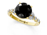 Yellow gold Fancy Black Round Cut Diamond Solitaire Ring with Side Stones and Four-Prong Setting_13