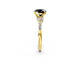 Yellow gold Fancy Black Round Cut Diamond Solitaire Ring with Side Stones and Four-Prong Setting_14