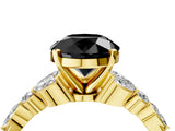 Yellow gold Fancy Black Round Cut Diamond Solitaire Ring with Side Stones and Four-Prong Setting_16