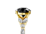 Yellow gold Fancy Black Round Cut Diamond Solitaire Ring with Side Stones and Four-Prong Setting_17