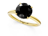 Yellow gold Fancy Black Round Cut Diamond Solitaire Ring with Thin Band and Four-Prong Setting_1