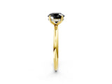 Yellow gold Fancy Black Round Cut Diamond Solitaire Ring with Thin Band and Four-Prong Setting_2