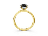 Yellow gold Fancy Black Round Cut Diamond Solitaire Ring with Thin Band and Four-Prong Setting_3