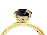 Yellow gold Fancy Black Round Cut Diamond Solitaire Ring with Thin Band and Four-Prong Setting_4