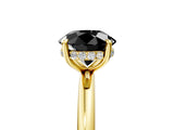 Yellow gold Fancy Black Round Cut Diamond Solitaire Ring with Thin Band and Four-Prong Setting_5