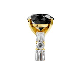 Yellow gold Fancy Black Round Cut Diamond Solitaire with Side Baguettes and Channel Set Band_5