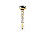 Yellow gold Fancy Black Round Cut Diamond Solitaire with Side Stones, Pave Band, Four-Prong Setting_38