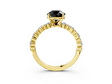 Yellow gold Fancy Black Round Cut Diamond Solitaire with Side Stones, Pave Band, Four-Prong Setting_39