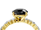Yellow gold Fancy Black Round Cut Diamond Solitaire with Side Stones, Pave Band, Four-Prong Setting_40
