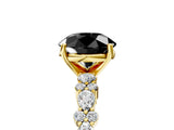 Yellow gold Fancy Black Round Cut Diamond Solitaire with Side Stones, Pave Band, Four-Prong Setting_41