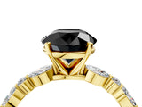 Yellow gold Fancy Black Round Cut Diamond Solitaire with Side Stones on a Pavé Band and Four-Prong Setting_4