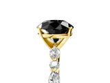Yellow gold Fancy Black Round Cut Diamond Solitaire with Side Stones on a Pavé Band and Four-Prong Setting_5