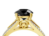 Yellow gold Fancy Black Round Cut Diamond Split Shank Engagement Ring with Pavé Band_4