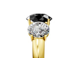 Yellow gold Fancy Black Round Cut Diamond Three-Stone Ring with Four-Prong Setting and Classic Band_5