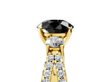 Yellow gold Fancy Black Round Cut Diamond Three-Stone Ring with Pavé Split Shank and Four-Prong Setting_5