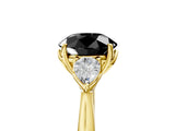 Yellow gold Fancy Black Round Cut Diamond Three-Stone Ring with Pear Side Stones and Four-Prong Setting_29